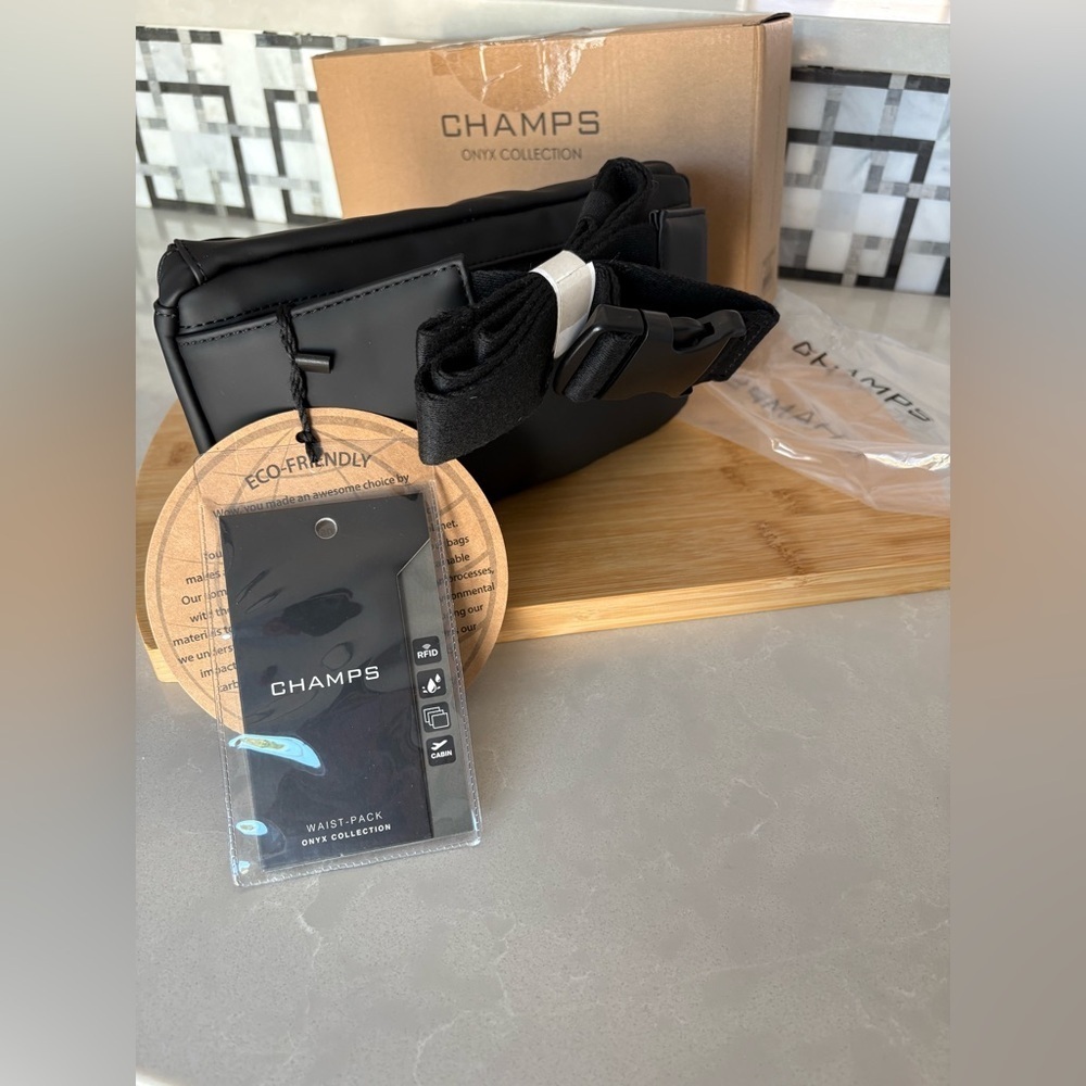 NWT Luxury RFID-Blocking Belt Bag | Champs Onyx Collection | Black | Gift Ready - Picture 9 of 16